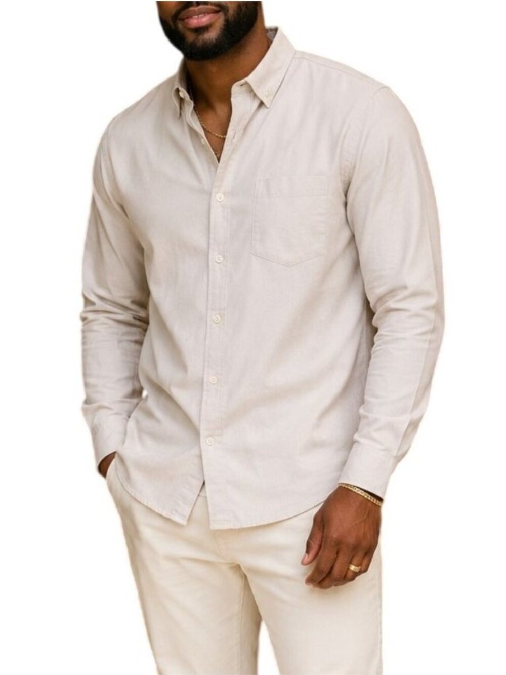 Amazon Essentials Mens Size Large Shirt Oxford Button Down Slim Fit Light Grey